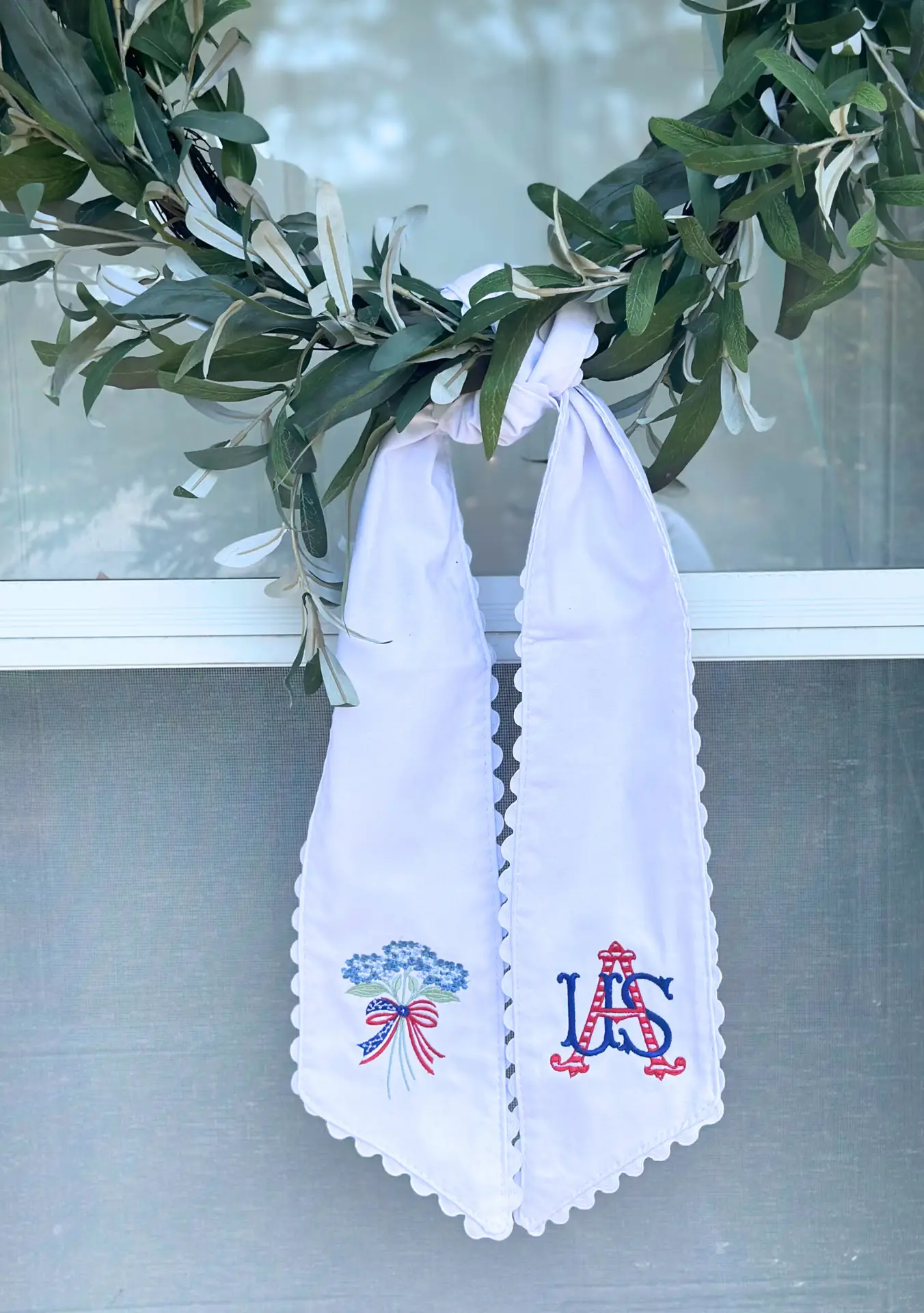 personalized gingham wreath sash – classic embroidered monogram, name & icons personalized gingham wreath sash – classic embroidered monogram, name & icons