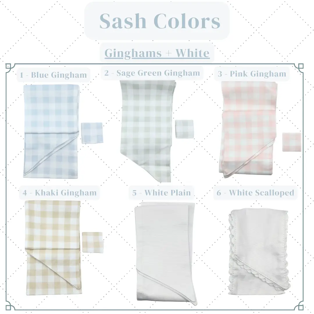 personalized gingham wreath sash – classic embroidered monogram, name & icons personalized gingham wreath sash – classic embroidered monogram, name & icons